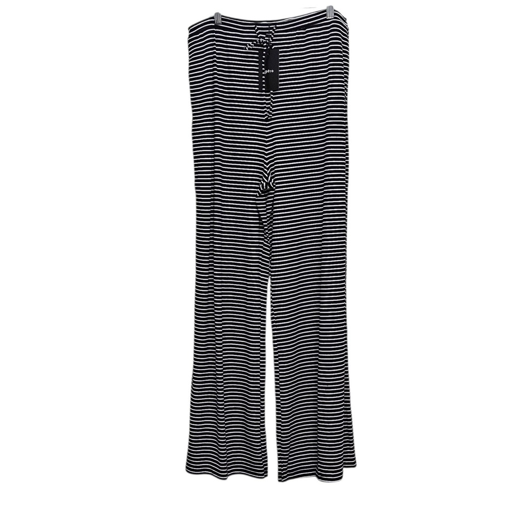 Apero Wide Leg Pant Womens Large Black Stripe Ribbed Ivy 2.0 Maternity Lounge